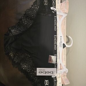 Bebe Black and Pink Lace Trim Panties Set
